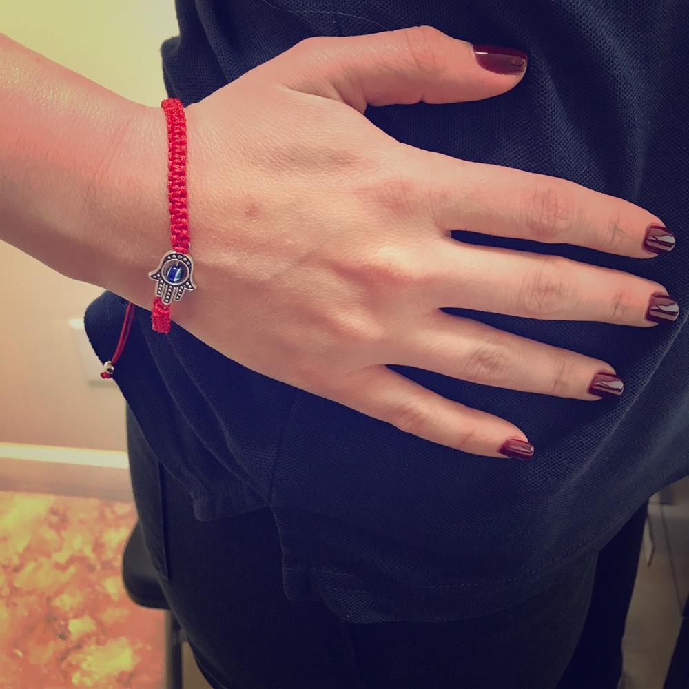 Red braided evil eye bracelet